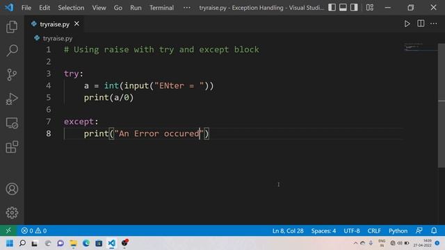 V35 - Using raise with try and except in Python