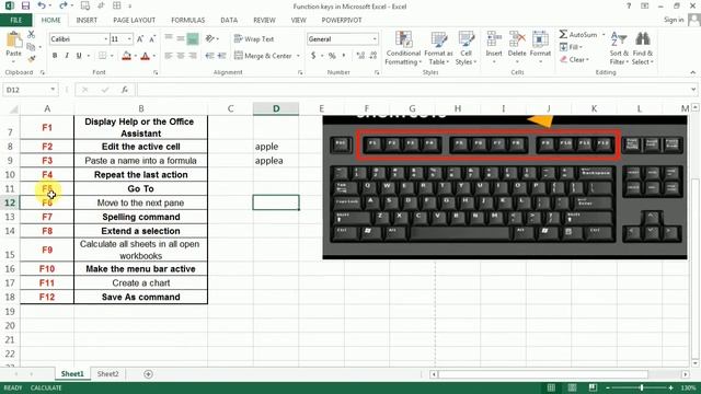 Function keys in Microsoft Excel F1 to F12 || Excel shortcuts function keys || Excel Shortcuts keys