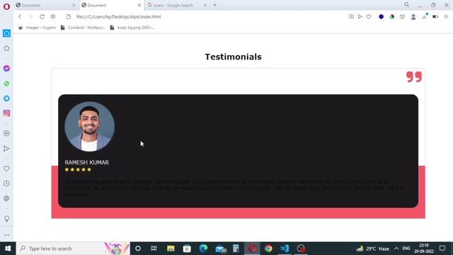 How to make testimonial slider in html | Responsive testimonial slider html css