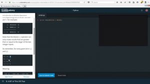 Python codecademy lesson #44: Bitwise operators part 2/3