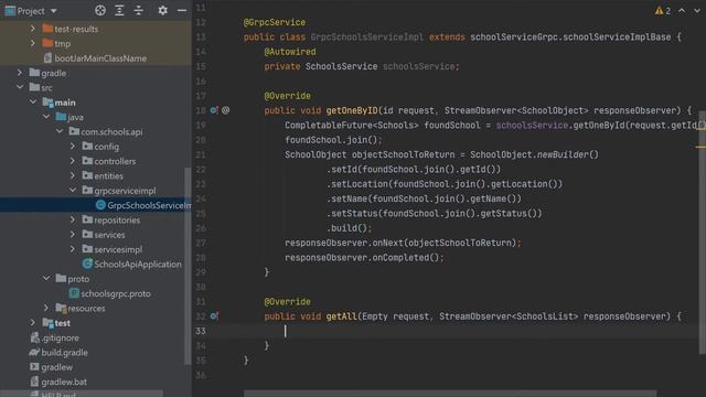 Implementacion servidor grpc | comunicacion entre microservicios