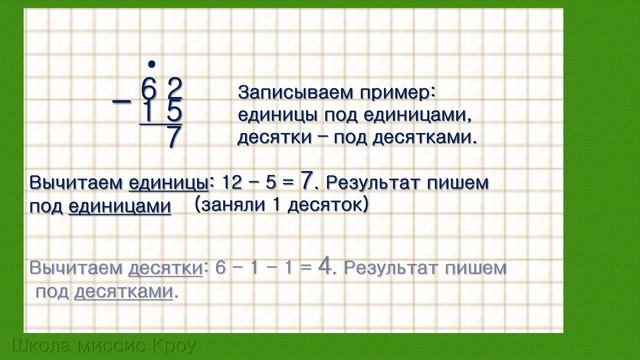ВЫЧИТАНИЕ вида 72-38. Письменное вычитание // Математика 2 класс