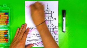 Японская ПАГОДА рисуем дома народов мира