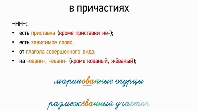 Правописание Н, НН в причастиях (7 класс, видеоурок-презентация) смотреть онлайн