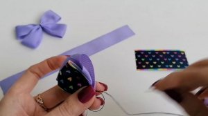 Бантики из лент 4 и 2,5 см / Бантики с принтом "Сердечки"