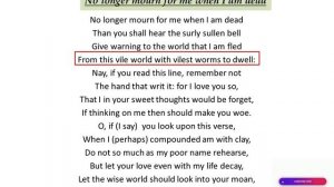 Sonnet 71 No longer mourn for me when I am dead | William Shakespeare | Line by Line Explanation