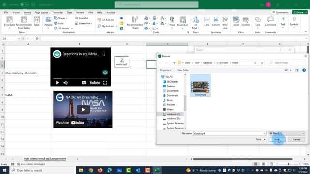 How to add videos, pdf, word, powerpoint and embed youtube in excel смотреть онлайн
