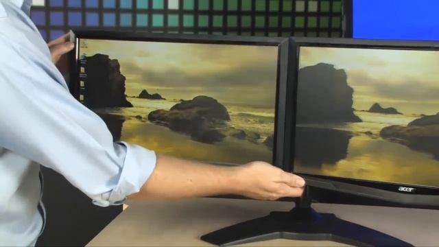 Two Acer 20" Monitors and Planar Dual Monitor Stand Bundle смотреть онлайн