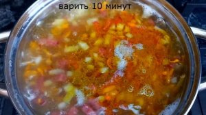 Суп с колбасой и яйцом, быстрый супчик за 30 минут на обед