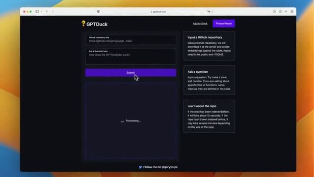 GPTDuck - Ask GPT3 questions about any Github repo смотреть онлайн