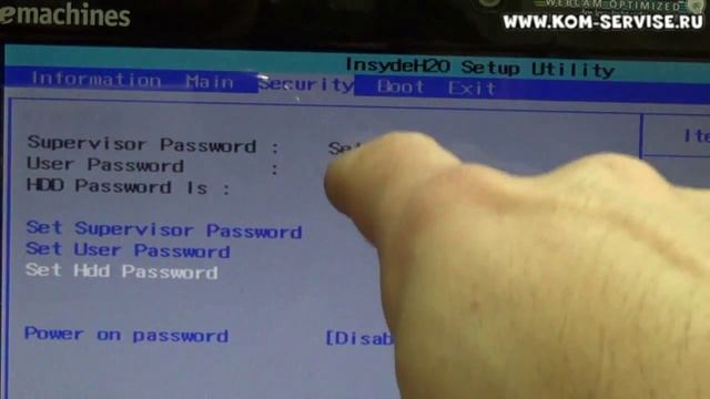 Как поставить и поменять пароль на биосе нетбука E-machines 250 и как зайти в BIOS ноутбука. смотреть онлайн