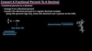 How To Write Convert Change A Fractional Percent To A Decimal Percent And Decimal Number