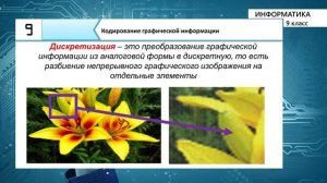 9-класс | Информатика |  Кодирование графической информации