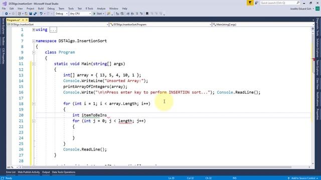 10  Insertion Sort : Data Structures and Algorithms