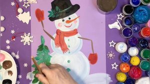 Как нарисовать снеговика.Уроки рисования для детей 4-8лет.