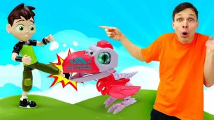 Видео игрушки для детей - Бен 10 собирает роботы Биоподы! Игры с Бен Тен и детский конструктор