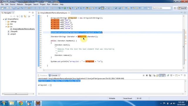 How to remove elements from the ArrayList using Iterator? | Java Collection Framework