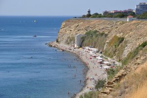 Пляж высокий берег в Анапе, набережная, черное море, Анапа