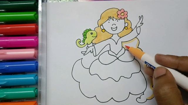 Drawing and Painting Princess Rapunzel for Kids & Toddlers | Simple Drawing, Coloring #drawing смотреть онлайн