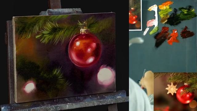 Вебинар от Ольги Базановой - "Новогодний шарик". Пишем маслом смотреть онлайн