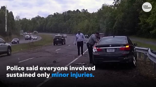Virginia police officer almost killed by speeding car on busy roadway | USA TODAY смотреть онлайн