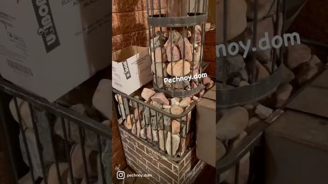 Камень в банной печи засыпаем очень плотно. 3 фракции банного камня используем для мягкого климата