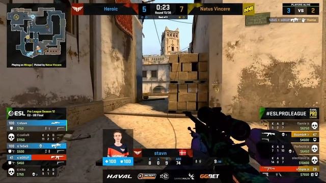 МАТЧ НАВИ ЗА ВЫХОД В ГРАНД-ФИНАЛ. NAVI Vs HEROIC. Map-2 MIRAGE. EPL SEASON 12