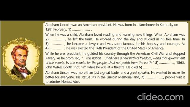 Excel 6 Module 2 Writing Biography of Abraham Lincoln
