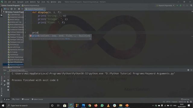 #42-PYTHON TUTORIAL | KEYWORD ARGUMENTS IN PYTHON