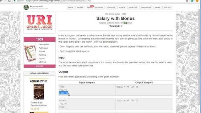 URI Online Judge Solutions in Java - Problem 1009