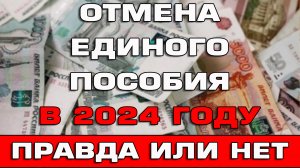 Отмена Единого пособия в 2024 году Правда или нет