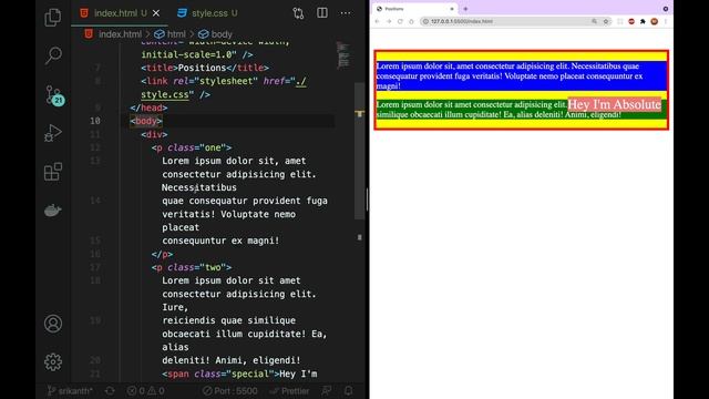 CSS3 Full Course[4K] - 49 | CSS Position Absolute | position: absolute | CSS Positions | Telugu #cs