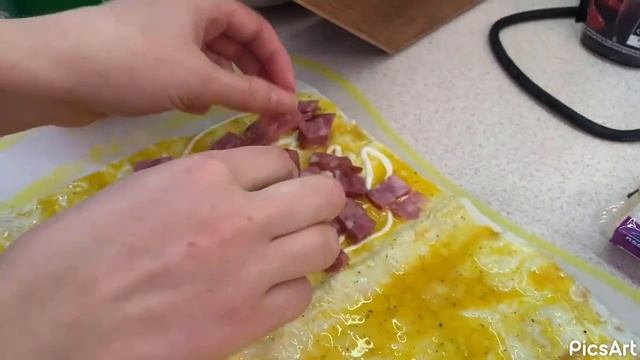 Лаваш с начинкой на гриле Tefal.