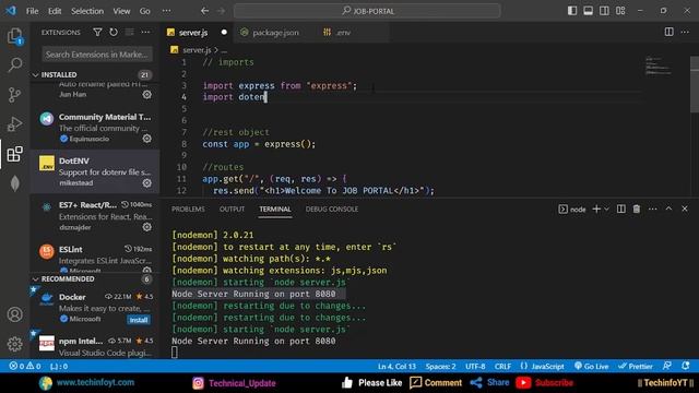 Enhancing and Securing Node Server Nodejs Job Portal Application Nodejs Project Nodejs Tutorial Nod