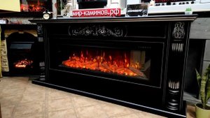Линейный электрокамин "Blackwood" - портал 2,2 метра от Мир-каминов.РФ