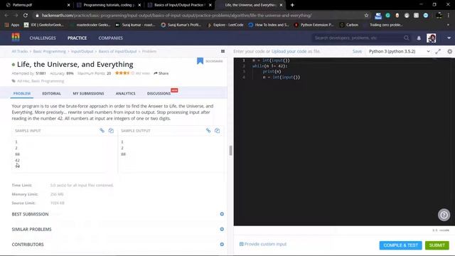 L5.1 Solving First Problem in Competitive Programming | Programming in Python
