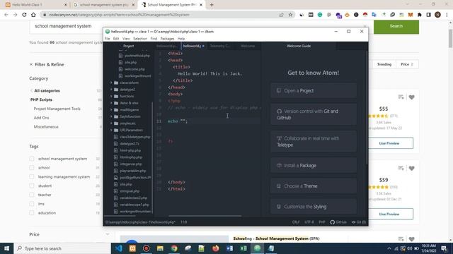 Php  Class 1  Hello World - learn Php Tutorial 2022
