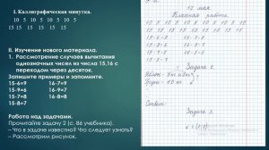 Случаи вычитания 15-а, 16-а с переходом через десяток.