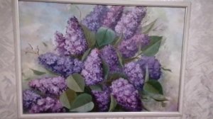Картина маслом.  Сирень. Картина  в рамке