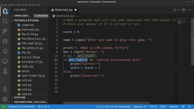Exercise 1 Quiz Game in Python ( Solution ) || Python Free tutorial in Hindi || Death Code #python
