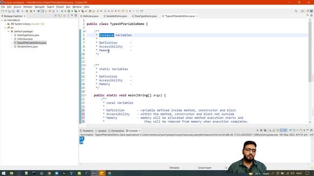 Core Java | Local, Static and Instance variable in java | Types of variables