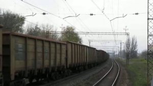 Грузовой поезд под ВЛ11М-105 с толкачом ВЛ8-1036, перегон Горяиново - Диёвка