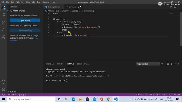 Check Prime Number in Python Using Visual Studio Code class 12 & 11 computer science #techniyojan