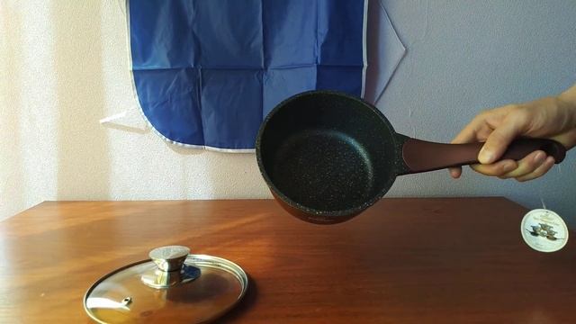 Обзор коричневого ковша Bohmann из литого алюминия с антипригарным мраморным покрытием, объём 1,6 л смотреть онлайн