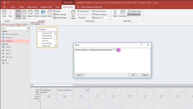 How to use LEN FUNCTION in Microsoft Access?