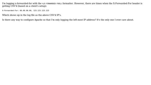 Apache log file x-forwarded-for CSV manipulation смотреть онлайн