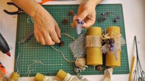 Свечи из вощины с объемным декором