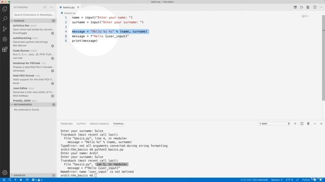 [ Python Mega Course ] video 32 String Formatting with Multiple Variables
