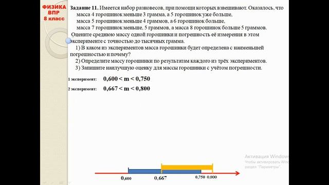 ВПР 8. Задание 11. Как вычислить массу горошины?
