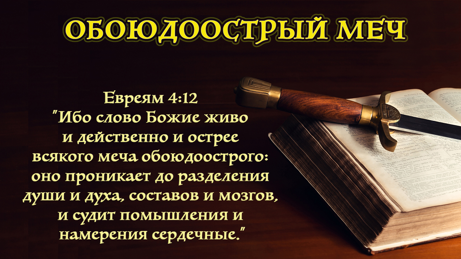 12 12 толкование. Ибо слово Божие живо и действенно и острее всякого меча обоюдоострого.